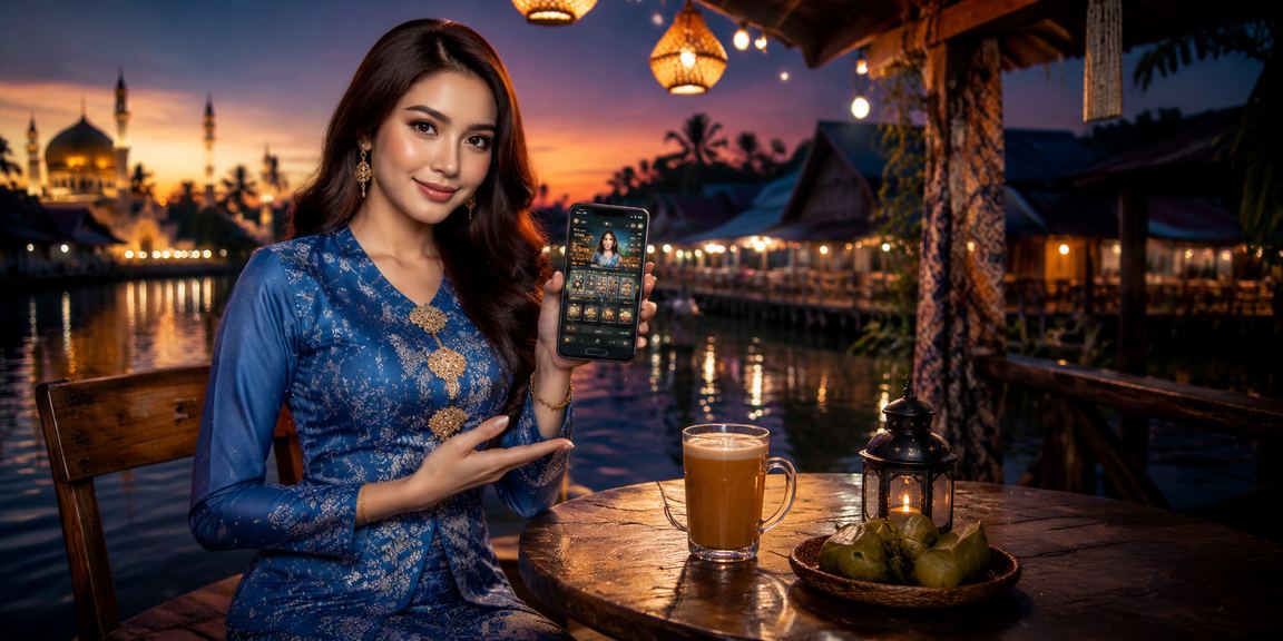 Pengguna wanita berbaju kurung mengakses kasino mudah alih Malaysia